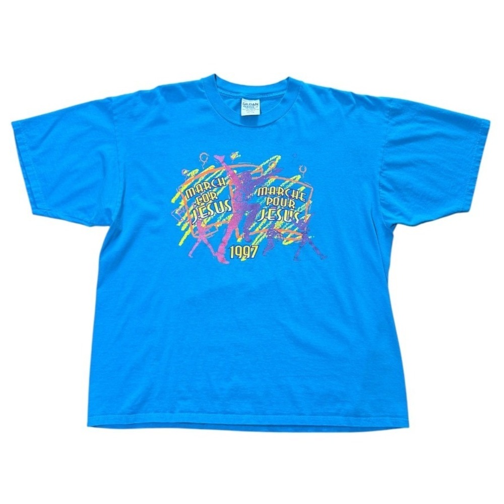 Vintage 90s March For Jesus Running Marathon Religion Church God Graphic T-shirt